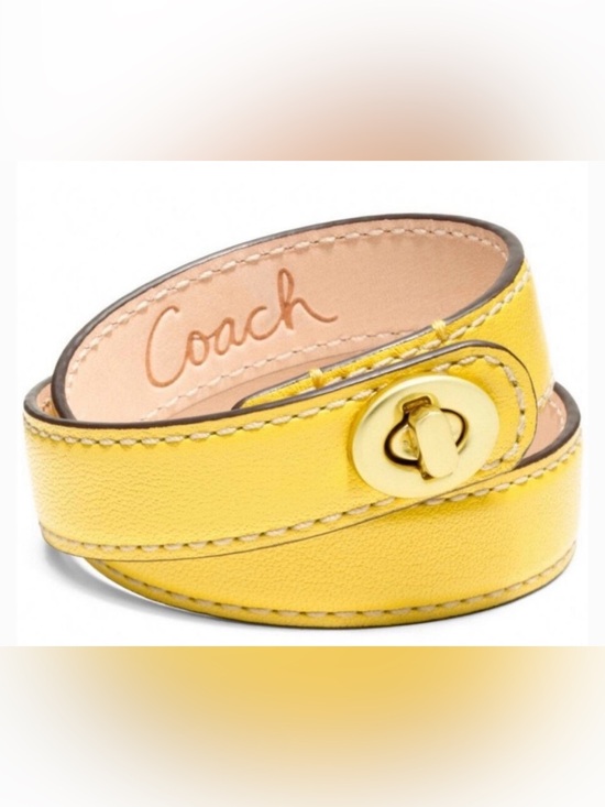 Coach Jewelry - Coach Yellow Leather Turnlock Wrap Bracelet with Gold Hardware NWOT